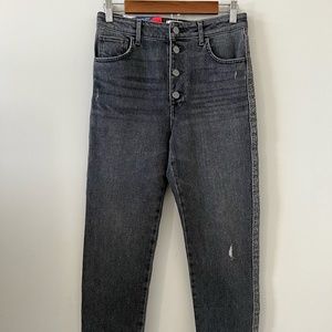 Sundry Ultra High Rise Exposed Button Fly Leopard Trim Jeans Size 27